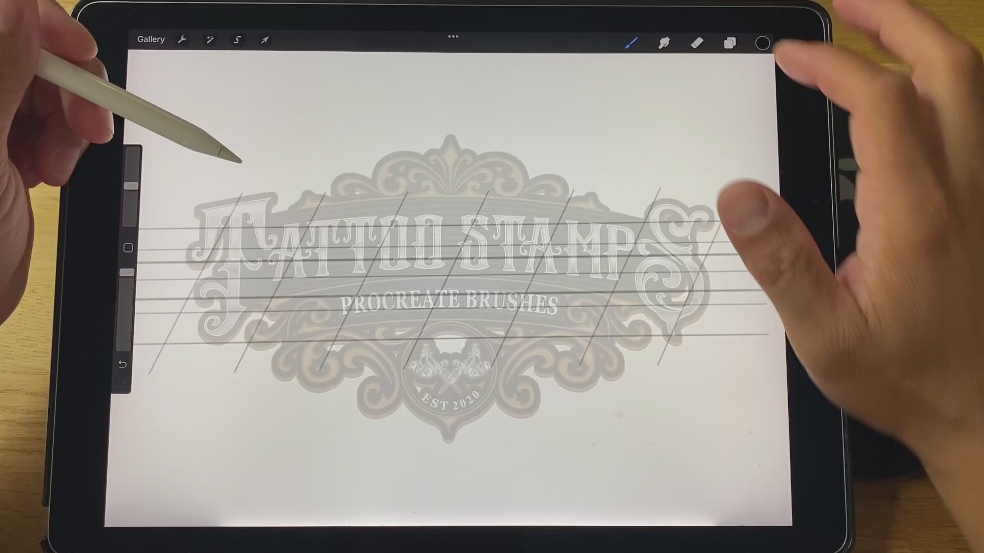 Load video: Lettering Tattoo Chicano Alphabet for Procreate app