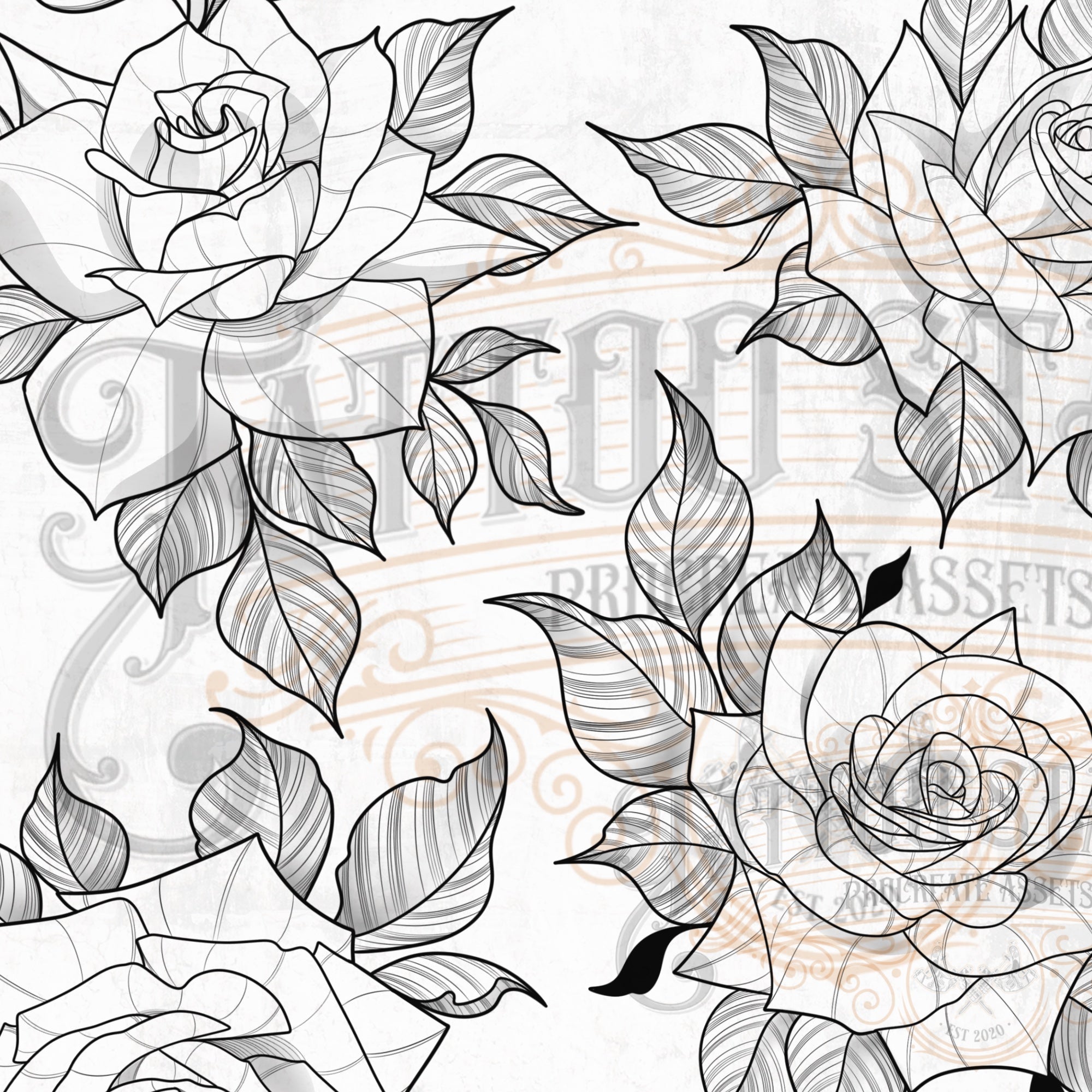 Rose Flowers Tattoo Designs from GraphicRiver