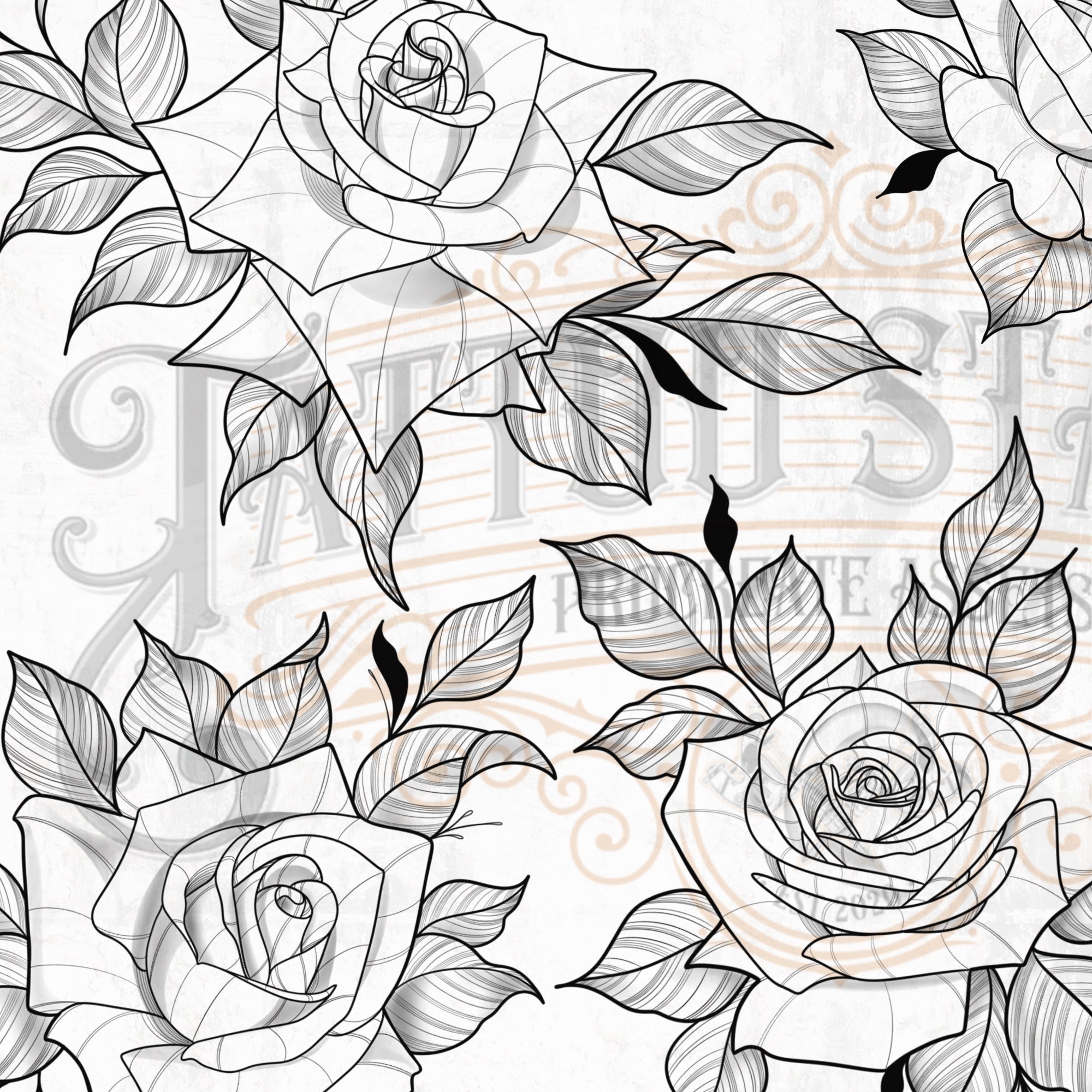 Vintage rose flower beautiful template for tattoo design isolated vector  illustration Stock Vector | Adobe Stock