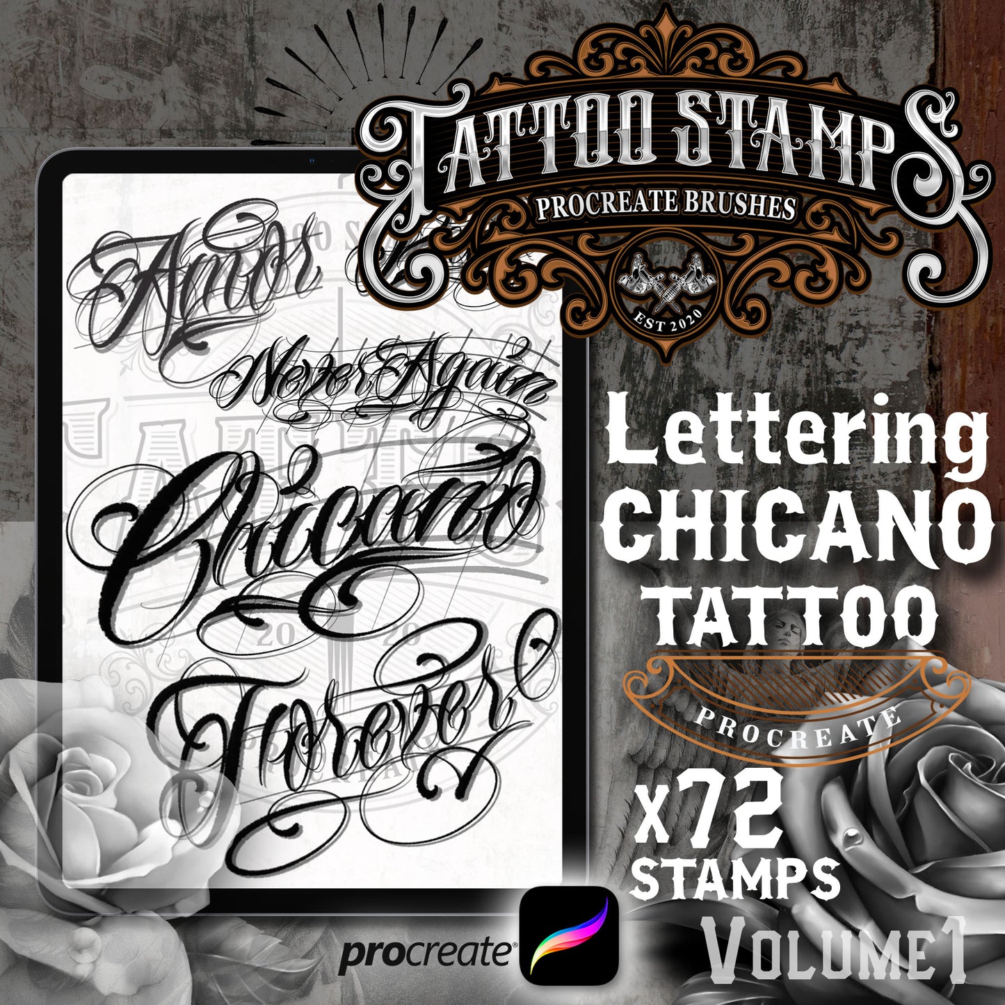 634 Chicano Lettering Tattoo Brushes Pack Volume 2 for Procreate  application on iPad and iPad pro – Brushestock