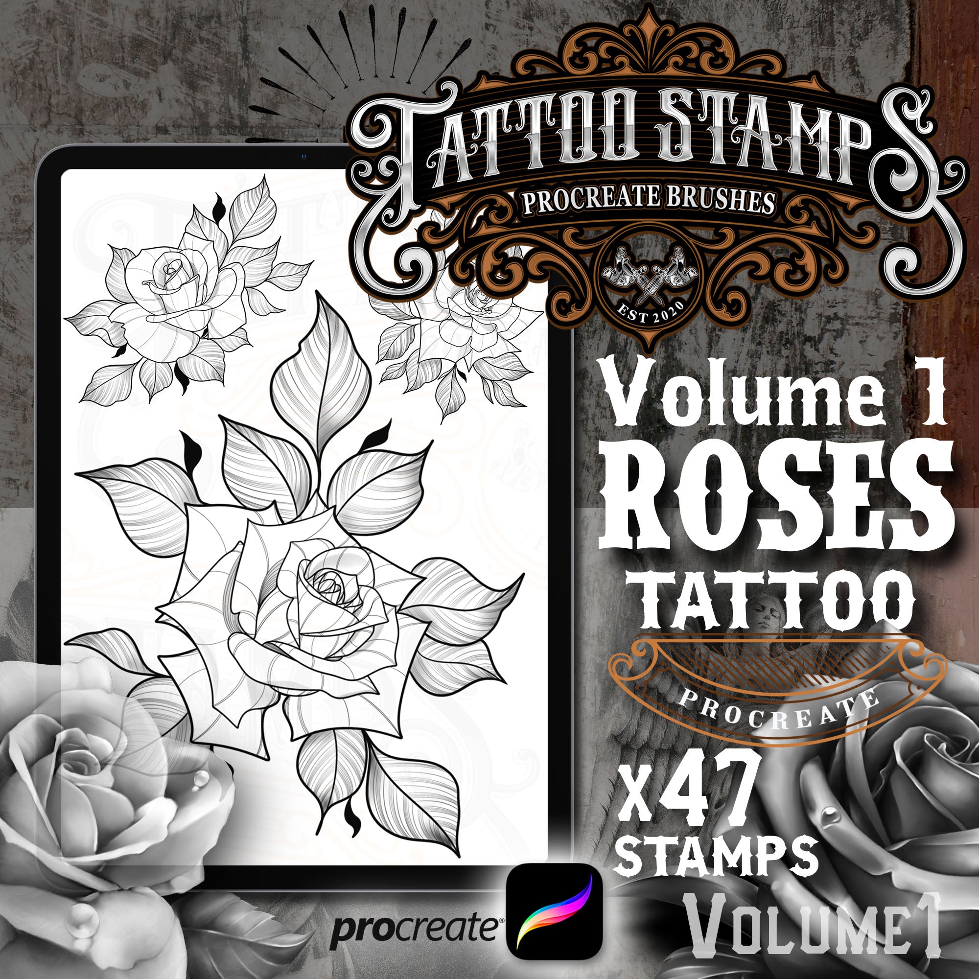 full download [pdf] Ready tattoo designs Roses: Realistic black and grey tattoo  designs / X