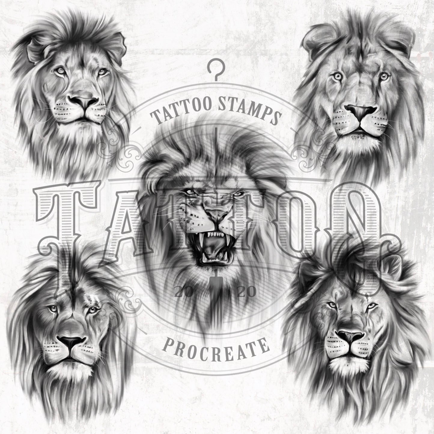 30 Realistic Lions Tattoo Procreate app for iPad & iPad pro